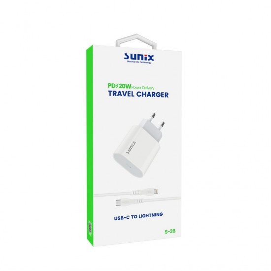 S26L - SUNİX 20W Fast Зарядно с Lightning Кабел