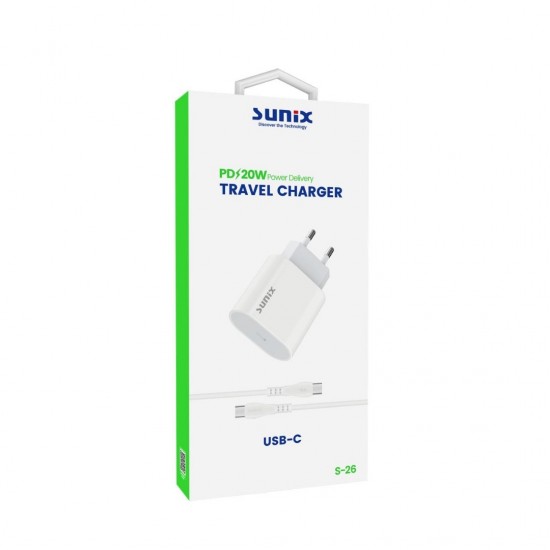 S26T - SUNİX 20W Fast Зарядно с Type-C Кабел