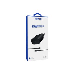 S40T03 - SUNİX 25W Зарядно с Type-C Кабел ЧЕРЕН